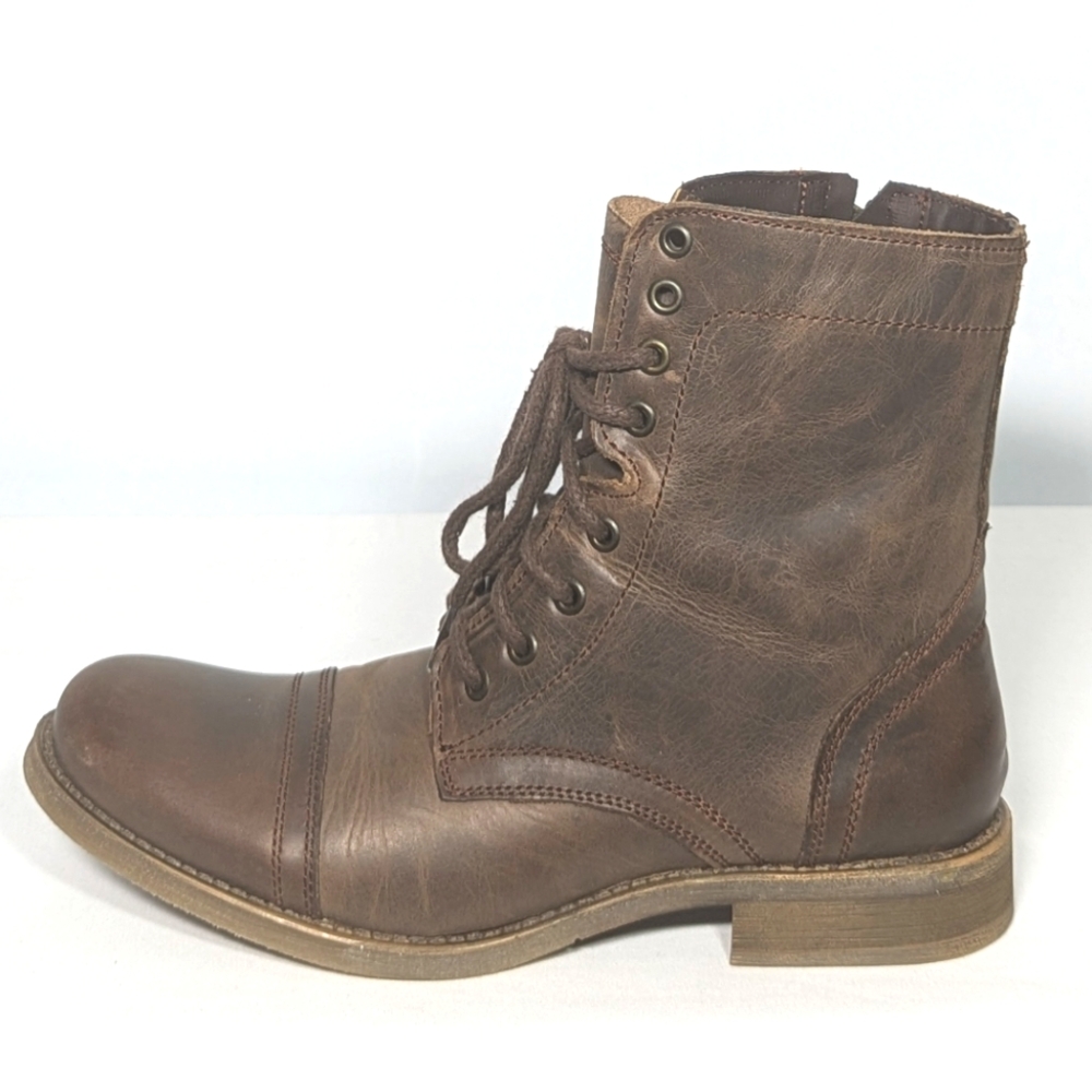 Steve Madden Mens Troopah-c Leather Combat Boot Sz 8.5 brown